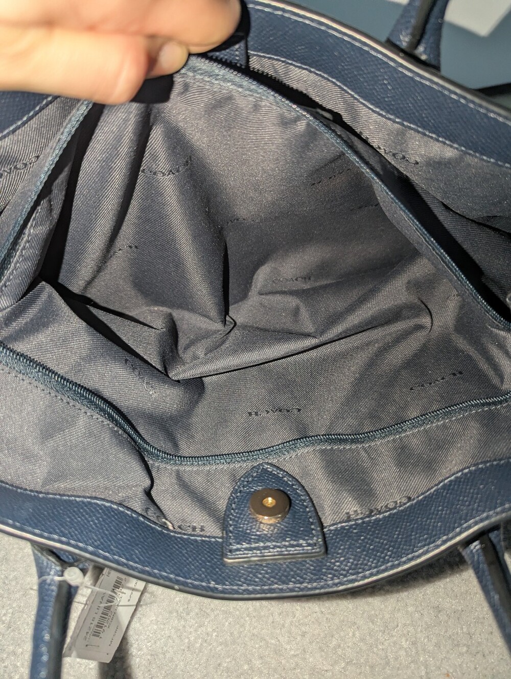 Coach Bailey Carryall Navy Leather Tote Shoulder Bag w/ Dust Bag - Picture 6 of 13